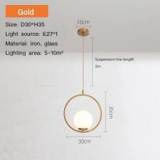 Подвесная лампа Sanoni, стеклянный шар, золото Подвесная лампа Sanoni, стеклянный шар, золото