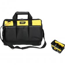 Сумка для инструментов с жестким пластиковым дном Deli DL586121 Вместительная и надежная сумка для организации и переноски инструментов. Размеры 450x260x300 мм обеспечивают оптимальное пространство для профессионального набора.Жесткое пластиковое дно сохраняет форму и защищает содержимое. Пятислойная ткань Oxford 600D с двумя водоотталкивающими слоями гарантирует долговечность и надежную защиту от влаги. Эта сумка предназначена для хранения и транспортировки инструментов мастеров, техников и ремонтных специалистов. Организация 12 карманов (6 внутренних и 6 внешних) позволяет удобно разместить инструменты разных размеров. Подходит для ежедневного использования на стройплощадках, в мастерских и при выездных работах. Ключевые преимущества и особенности: Оптимальная организация— 12 карманов обеспечивают удобное размещение инструментов и аксессуаров Прочность и защита—пятислойная ткань Oxford 600D с двумя водоотталкивающими слоями и жесткое дно устойчивы к механическим воздействиям Удобство переноски—резиновые накладки на ручках и регулируемый плечевой ремень снижают нагрузку Надежная фурнитура—металлическая молния выдерживает интенсивную эксплуатацию Увеличенная прочность— усиленные швы и материал с высокой стойкостью на разрыв продлевают срок службы Сумка для инструментов с жестким пластиковым дном Deli DL586121 Вместительная и надежная сумка для организации и переноски инструментов. Размеры 450x260x300 мм обеспечивают оптимальное пространство для профессионального набора.Жесткое пластиковое дно сохраняет форму и защищает содержимое. Пятислойная ткань Oxford 600D с двумя водоотталкивающими слоями гарантирует долговечность и надежную защиту от влаги. Эта сумка предназначена для хранения и транспортировки инструментов мастеров, техников и ремонтных специалистов. Организация 12 карманов (6 внутренних и 6 внешних) позволяет удобно разместить инструменты разных размеров. Подходит для ежедневного использования на стройплощадках, в мастерских и при выездных работах. Ключевые преимущества и особенности: Оптимальная организация— 12 карманов обеспечивают удобное размещение инструментов и аксессуаров Прочность и защита—пятислойная ткань Oxford 600D с двумя водоотталкивающими слоями и жесткое дно устойчивы к механическим воздействиям Удобство переноски—резиновые накладки на ручках и регулируемый плечевой ремень снижают нагрузку Надежная фурнитура—металлическая молния выдерживает интенсивную эксплуатацию Увеличенная прочность— усиленные швы и материал с высокой стойкостью на разрыв продлевают срок службы