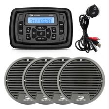 Морской радиоприемник, водонепроницаемый аудиоприемник для лодки, Bluetooth, FM, MP3, Автомобильный плеер + USB-кабель для лодки + 2 пары 3-дюймовых морских динамиков Морской радиоприемник, водонепроницаемый аудиоприемник для лодки, Bluetooth, FM, MP3, Автомобильный плеер + USB-кабель для лодки + 2 пары 3-дюймовых морских динамиков