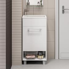 Тумба с раковиной 1MarKa Lira 40Н L, напольная, белый глянец Тумба с раковиной 1MarKa Lira 40Н L, напольная, белый глянец