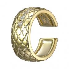 Серьги UVI JEWELLERY Фактурный золотистый кафф с прозрачными кристаллами Серьги UVI JEWELLERY Фактурный золотистый кафф с прозрачными кристаллами