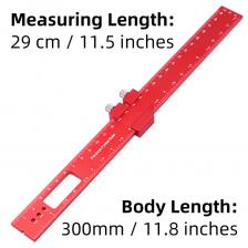 Карманная красная линейка из алюминиевого сплава Т-образного типа с направляющими, дюймовый/метрический двойной шкаф, прецизионный измерительный инструмент для деревообработки Карманная красная линейка из алюминиевого сплава Т-образного типа с направляющими, дюймовый/метрический двойной шкаф, прецизионный измерительный инструмент для деревообработки