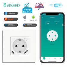 Розетка BSEED Wi-Fi EU с нормальными портами быстрой зарядки USB Type-c Умные розетки Поддержка приложения Tuya Smart Life Alexa Пластиковые рамки Розетка BSEED Wi-Fi EU с нормальными портами быстрой зарядки USB Type-c Умные розетки Поддержка приложения Tuya Smart Life Alexa Пластиковые рамки