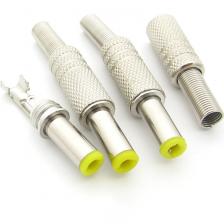 5 шт. 5,5x2,1x2,5 мм разъем питания постоянного тока, штекер, металлический разъем, адаптер с желтой головкой 5 шт. 5,5x2,1x2,5 мм разъем питания постоянного тока, штекер, металлический разъем, адаптер с желтой головкой