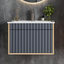 Тумба под раковину Onika Дайлер 60 подвесная, графит, дуб сонома Тумба под раковину Onika Дайлер 60 подвесная, графит, дуб сонома