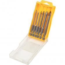 Набор сверл по стеклу и кафелю SKOLE включает шесть специализированных сверл диаметром 3 мм, 4 мм, 5 мм, 6 мм, 8 мми 10 мм. Изготовлены из высококачественного материала — инструментальной стали типа HM/CT, обеспечивающей долговечность и надежность. Используются для сверления различных видов стеклянных изделий, зеркальных поверхностей, кафельной плитки и керамических материалов, обеспечивая ровность краев отверстия и минимизацию повреждений обрабатываемого материала. Набор сверл по стеклу и кафелю SKOLE включает шесть специализированных сверл диаметром 3 мм, 4 мм, 5 мм, 6 мм, 8 мми 10 мм. Изготовлены из высококачественного материала — инструментальной стали типа HM/CT, обеспечивающей долговечность и надежность. Используются для сверления различных видов стеклянных изделий, зеркальных поверхностей, кафельной плитки и керамических материалов, обеспечивая ровность краев отверстия и минимизацию повреждений обрабатываемого материала.