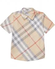 Рубашка Burberry Kids Owen Check Short Sleeve Button Down Shirt, цвет Pale Stone IP Check Рубашка Burberry Kids Owen Check Short Sleeve Button Down Shirt, цвет Pale Stone IP Check