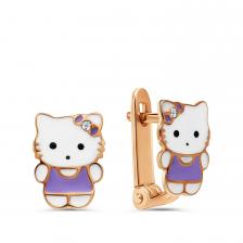 Серебряные детские серьги с эмалью и фианитами Серебряные детские серьги с эмалью и фианитами