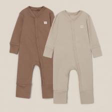 Набор комбинезонов 2 шт. SL HOME рост 80-86 см, бежевый, кофейный Набор комбинезонов 2 шт. SL HOME рост 80-86 см, бежевый, кофейный