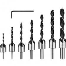 Набор сверл по дереву с зенкером 8 предметов vertextools 0987-3-10 Набор сверл по дереву с зенкером 8 предметов vertextools 0987-3-10