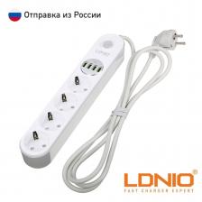 Сетевой фильтр LDNIO электрический удлинитель переноска адаптер на 4 розетки 4 USB 3.4A 17W европейский стандарт 2 метра Сетевой фильтр LDNIO электрический удлинитель переноска адаптер на 4 розетки 4 USB 3.4A 17W европейский стандарт 2 метра