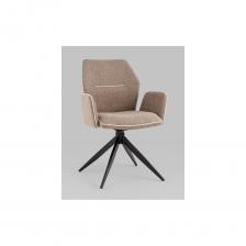 Мягкий стул со спинкой анатомической формы и удобными подлокотниками подарит комфорт и уют. Тканевая обивка оформлена декоративным кантом. Прочные ножки изготовлены из металла в черном цвете, поэтому обеспечивают хорошую устойчивость и делают стул оригинальным. Подпятники на ножках препятствуют скольжению и помогут защитить напольное покрытие от царапин. Изделие будет прекрасно смотреться как отдельный предмет мебели, так и в комплекте с обеденным или письменным столом. Модель стула оборудована поворотно-возвратным механизмом: если повернуться на стуле и встать, то сиденье вернется в исходное положение. Мягкий стул со спинкой анатомической формы и удобными подлокотниками подарит комфорт и уют. Тканевая обивка оформлена декоративным кантом. Прочные ножки изготовлены из металла в черном цвете, поэтому обеспечивают хорошую устойчивость и делают стул оригинальным. Подпятники на ножках препятствуют скольжению и помогут защитить напольное покрытие от царапин. Изделие будет прекрасно смотреться как отдельный предмет мебели, так и в комплекте с обеденным или письменным столом. Модель стула оборудована поворотно-возвратным механизмом: если повернуться на стуле и встать, то сиденье вернется в исходное положение.