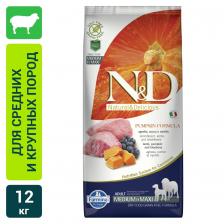 Сухой корм для собак Farmina N&D Dog Pumpkin беззерновой с ягненком черникой и тыквой для средних и крупных пород 12кг Сухой корм для собак Farmina N&D Dog Pumpkin беззерновой с ягненком черникой и тыквой для средних и крупных пород 12кг