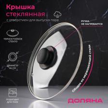 Крышка для сковороды и кастрюли Доляна, d=24 см, нержавеющий обод, пластиковая ручка, стекло, прозрачная Крышка для сковороды и кастрюли Доляна, d=24 см, нержавеющий обод, пластиковая ручка, стекло, прозрачная
