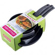 Набор сковород 20 см; 24 см; 28 см. Kamille KM-4124 из кованного алюминия с антипригарным покрытием Black marble Набор сковород 20 см; 24 см; 28 см. Kamille KM-4124 из кованного алюминия с антипригарным покрытием Black marble