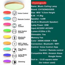 Chysongoods RGB смарт потолочный светильник со встроенным динамиком Chysongoods RGB смарт потолочный светильник со встроенным динамиком
