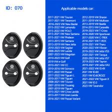 Для VW Polo Tiguan Passat B8 Golf MK7 T5 T4 caddy GTI Touran 4 шт. черная силиконовая пряжка дверного замка, защитный чехол, противоударная накладка Для VW Polo Tiguan Passat B8 Golf MK7 T5 T4 caddy GTI Touran 4 шт. черная силиконовая пряжка дверного замка, защитный чехол, противоударная накладка