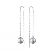 Серебряные серьги с жемчугом и родированием Серебряные серьги с жемчугом и родированием