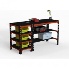 Металлический стол Стол металлический с боковыми полками ООО Металекс 750x1600x500 мм, оранжево-чёрный SBO751650 Металлический стол Стол металлический с боковыми полками ООО Металекс 750x1600x500 мм, оранжево-чёрный SBO751650