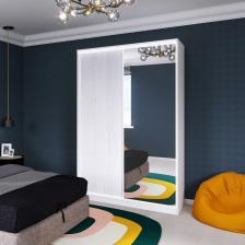 Шкаф - купе «Лофт», с зеркалом, 1500x620x2300 мм, цвет белый гладкий/дуб эльза Шкаф - купе «Лофт», с зеркалом, 1500x620x2300 мм, цвет белый гладкий/дуб эльза