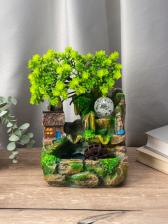 Фонтан «Домик у пруда», 13x17x27 см, с подсветкой Фонтан «Домик у пруда», 13x17x27 см, с подсветкой