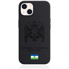 Черный силиконовый чехол для iPhone 13 Черный лаковый Герб Кабардино-Балкарской Республики Черный силиконовый чехол для iPhone 13 Черный лаковый Герб Кабардино-Балкарской Республики