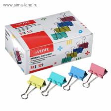 Набор зажимов для бумаг deVENTE, 51 мм, 12 шт., металлические, МИКС x 4 цвета, картонная коробка Набор зажимов для бумаг deVENTE, 51 мм, 12 шт., металлические, МИКС x 4 цвета, картонная коробка