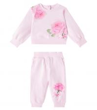 Комплект из хлопкового трикотажного свитшота и спортивных штанов с цветочным принтом для малышей Monnalisa, Rosa Fairytale Комплект из хлопкового трикотажного свитшота и спортивных штанов с цветочным принтом для малышей Monnalisa, Rosa Fairytale