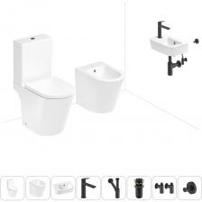 Комплексное предложение по специальной цене, включающее все необходимое для обустройства санузла / ванной комнаты. ГОТОВОЕ РЕШЕНИЕ ДЛЯ ТУАЛЕТНОЙ КОМНАТЫ Как правило, унитаз и биде устанавливаются рядом как по функциональным соображениям, так и для экономии места. Санитарный фарфор Lavinia Boho имеет более твердую и гладкую поверхность, нежели сантехнический фаянс. Система антивсплеск увеличивает гигиеничность использования изделия и делает уборку более быстрой и простой. Компактная подвесная раковина Lavinia Boho One (370 х 245 х 100) — оптимально подходит для небольших ванных комнат или гостевых санузлов. Дизайнерская сантехника изготовлена в едином стиле: изделия прекрасно дополняют друг друга и формируют органичный тандем с латунными сифонами, донными клапанами, выпусками, угловыми вентилями и элегантными аксессуарами. Комплексное предложение по специальной цене, включающее все необходимое для обустройства санузла / ванной комнаты. ГОТОВОЕ РЕШЕНИЕ ДЛЯ ТУАЛЕТНОЙ КОМНАТЫ Как правило, унитаз и биде устанавливаются рядом как по функциональным соображениям, так и для экономии места. Санитарный фарфор Lavinia Boho имеет более твердую и гладкую поверхность, нежели сантехнический фаянс. Система антивсплеск увеличивает гигиеничность использования изделия и делает уборку более быстрой и простой. Компактная подвесная раковина Lavinia Boho One (370 х 245 х 100) — оптимально подходит для небольших ванных комнат или гостевых санузлов. Дизайнерская сантехника изготовлена в едином стиле: изделия прекрасно дополняют друг друга и формируют органичный тандем с латунными сифонами, донными клапанами, выпусками, угловыми вентилями и элегантными аксессуарами.