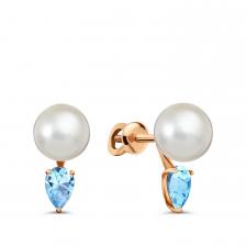 Золотые серьги с жемчугом и топазами Sky Золотые серьги с жемчугом и топазами Sky