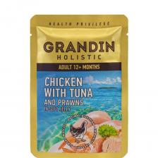 Grandin Влажный корм (пауч) для кошек, курица с тунцом и креветками в нежном желе, 85 гр. Grandin Влажный корм (пауч) для кошек, курица с тунцом и креветками в нежном желе, 85 гр.