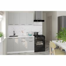 Кухонный гарнитур прямой «Шелли медиум», 1400 мм, цвет шиншилла серая/белый Кухонный гарнитур прямой «Шелли медиум», 1400 мм, цвет шиншилла серая/белый