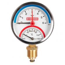 Термоманометр радиальный Rommer RIM-0006-800615 с автоматическим запорным клапаном, корпус Dn 80 мм, 1/2, 0-6 бар, 0...120°C Термоманометр радиальный Rommer RIM-0006-800615 с автоматическим запорным клапаном, корпус Dn 80 мм, 1/2, 0-6 бар, 0...120°C