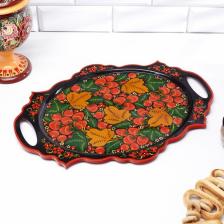 Поднос деревянный с ручками «Хохлома», овал, ручная роспись, 41x25 см Поднос деревянный с ручками «Хохлома», овал, ручная роспись, 41x25 см