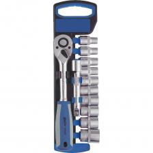 Набор головок торцевых КОБАЛЬТ 1/2" 10, 11, 12, 13, 14, 15, 17, 19, 22, 24 мм + трещоточная рукоятка, Cr-V, 12 предметов, подвес 919-715 Набор головок торцевых КОБАЛЬТ 1/2" 10, 11, 12, 13, 14, 15, 17, 19, 22, 24 мм + трещоточная рукоятка, Cr-V, 12 предметов, подвес 919-715