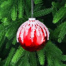 Игрушка ёлочная Yancheng Shiny шар стеклянный красный с белым бисером Игрушка ёлочная Yancheng Shiny шар стеклянный красный с белым бисером