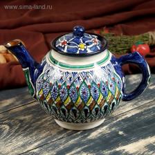 Чайник заварочный Риштанская Керамика «Узоры», 1 л, синий Чайник заварочный Риштанская Керамика «Узоры», 1 л, синий