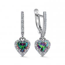 Серебряные серьги с кварцем и фианитами Серебряные серьги с кварцем и фианитами