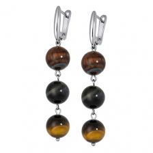 KOSHIKA Серьги с натуральным тигровым, соколиным, бычьим глазом Триглаз (12мм) KOSHIKA Серьги с натуральным тигровым, соколиным, бычьим глазом Триглаз (12мм)