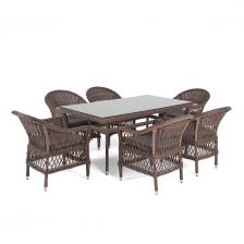 Обеденная группа из искусственного ротанга на 6 персоны, цвет коричневый 4SIS Амароне AmC6T-7-SET brown Обеденная группа из искусственного ротанга на 6 персоны, цвет коричневый 4SIS Амароне AmC6T-7-SET brown