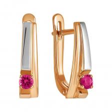Золотые серьги с рубинами и родированием Золотые серьги с рубинами и родированием