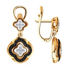 Серьги SOKOLOV из золота с бесцветными и чёрными бриллиантами 7020064 Серьги SOKOLOV из золота с бесцветными и чёрными бриллиантами 7020064