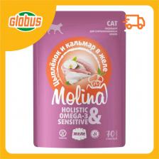 Влажный корм для кошек Molina цыпленок-кальмар в желе Влажный корм для кошек Molina цыпленок-кальмар в желе
