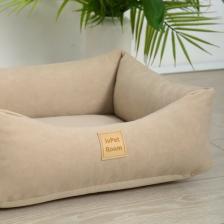 Лежанка для собак и кошек со съемным чехлом IvPetRoom Comfort M 70x60 микровелюр бежевый Лежанка для собак и кошек со съемным чехлом IvPetRoom Comfort M 70x60 микровелюр бежевый