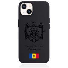Черный силиконовый чехол для iPhone 13 Черный лаковый Герб Республики Молдова/ Герб Молдавии Черный силиконовый чехол для iPhone 13 Черный лаковый Герб Республики Молдова/ Герб Молдавии