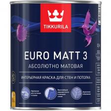 Краска Tikkurila Euro Matt 3, база С под колеровку, 0,9 л Краска Tikkurila Euro Matt 3, база С под колеровку, 0,9 л
