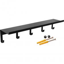 Открытая металлическая навесная полка оснащена 5 крючками, которые можно использовать для банных и кухонных полотенец, фена, мочалок, домашней одежды, ключей, украшений и других бытовых мелочей. Крепление полки надежное и выдерживает нагрузку до 5 кг. Стильный и лаконичный дизайн – металлические полки Manzzaro гармонично сочетаются с интерьером в стиле Лофт. Все полки и держатели Manzzaro изготовлены из высококачественной стали толщиной 1,5 мм, это обеспечивает долговечность и прочность изделий. Порошковая покраска гарантирует долгий срок службы товара, а уход за ним превращается в одно удовольствие. Все полки Manzzaro подходят для использования в помещениях с высокой влажностью. Рекомендуем устанавливать на бетонную, кирпичную стены или плитку. Крепеж (саморезы и дюбеля) и заглушки в комплекте. Ширина: 50 см Высота: 9 см Глубина: 12 см Цвет: порошковая краска, черный Муар Открытая металлическая навесная полка оснащена 5 крючками, которые можно использовать для банных и кухонных полотенец, фена, мочалок, домашней одежды, ключей, украшений и других бытовых мелочей. Крепление полки надежное и выдерживает нагрузку до 5 кг. Стильный и лаконичный дизайн – металлические полки Manzzaro гармонично сочетаются с интерьером в стиле Лофт. Все полки и держатели Manzzaro изготовлены из высококачественной стали толщиной 1,5 мм, это обеспечивает долговечность и прочность изделий. Порошковая покраска гарантирует долгий срок службы товара, а уход за ним превращается в одно удовольствие. Все полки Manzzaro подходят для использования в помещениях с высокой влажностью. Рекомендуем устанавливать на бетонную, кирпичную стены или плитку. Крепеж (саморезы и дюбеля) и заглушки в комплекте. Ширина: 50 см Высота: 9 см Глубина: 12 см Цвет: порошковая краска, черный Муар