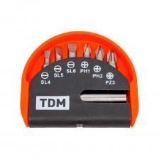 Набор бит TDM ELECTRIC №1, 6 бит: SL, PH, PZ, удлинитель CR-V сталь, в пластиковом держателе, «Алмаз» SQ1019-0101 Набор бит TDM ELECTRIC №1, 6 бит: SL, PH, PZ, удлинитель CR-V сталь, в пластиковом держателе, «Алмаз» SQ1019-0101