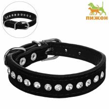 Ошейник «Бархат и стразы», 31x1.3/2 см, ОШ 22-28 см, чёрный Ошейник «Бархат и стразы», 31x1.3/2 см, ОШ 22-28 см, чёрный