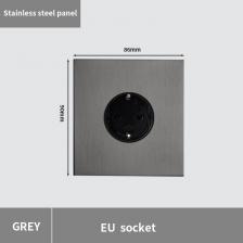 Серая металлическая панель из нержавеющей стали, настенный настенный выключатель света, 2-сторонняя универсальная розетка, Европа, Великобритания, французская розетка типа C, порт зарядного устройства Серая металлическая панель из нержавеющей стали, настенный настенный выключатель света, 2-сторонняя универсальная розетка, Европа, Великобритания, французская розетка типа C, порт зарядного устройства